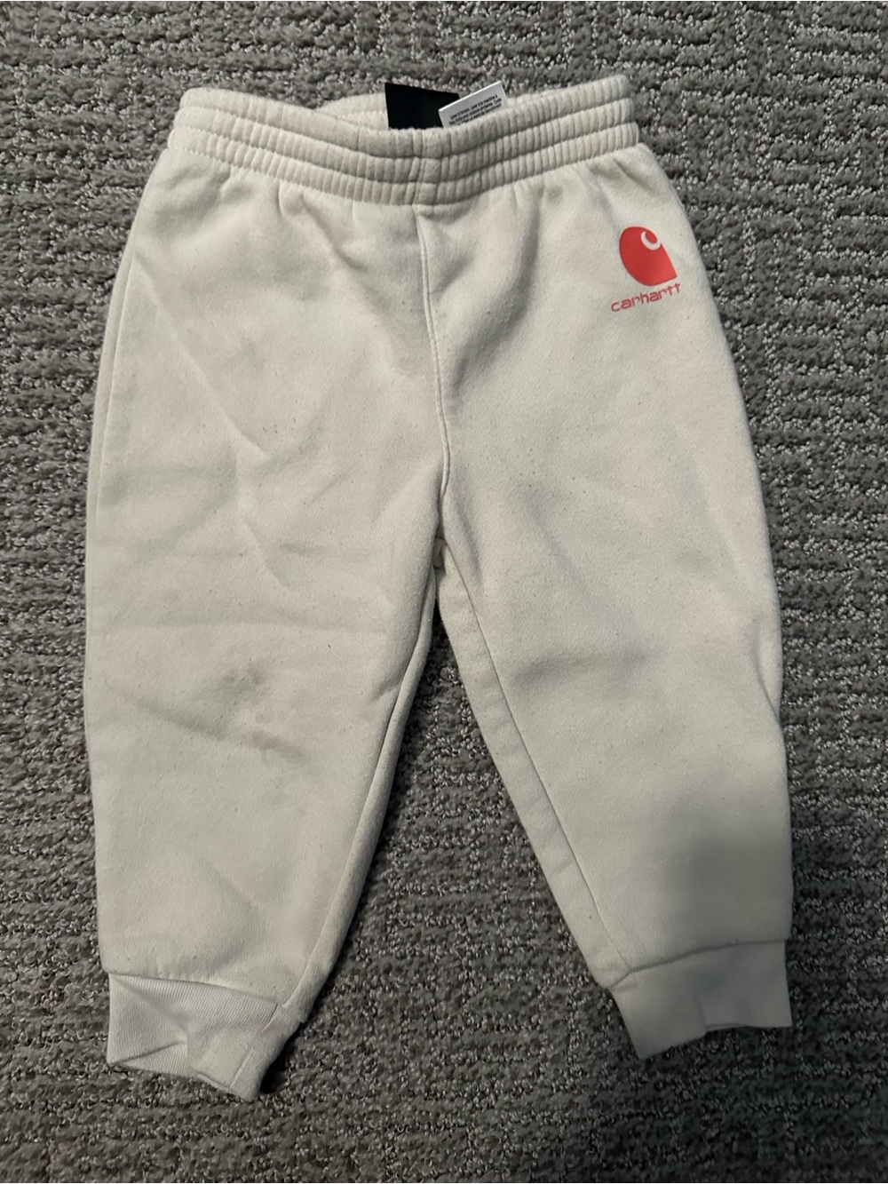 Carhartt Kids Cream Sweat Joggers with Pink Logo